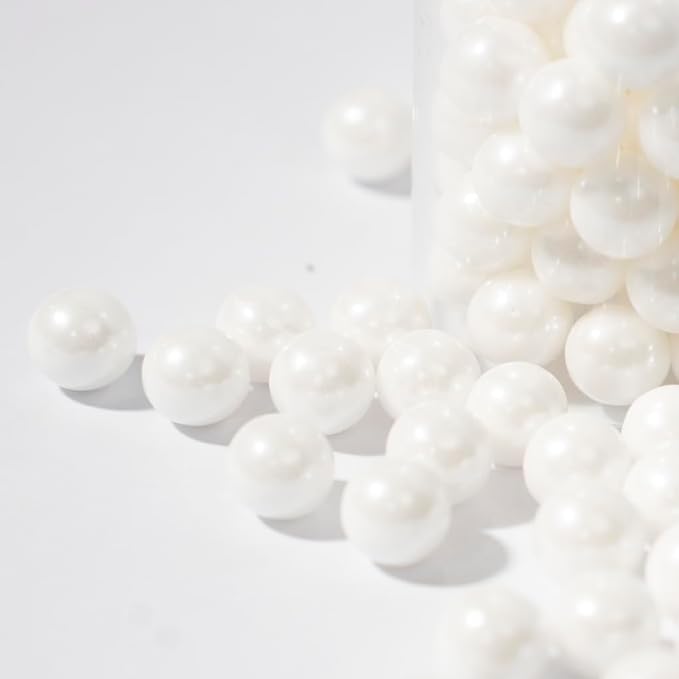NIPEOR Edible White Pearl Sprinkles 4.6oz/130g Round Sprinkles for Cake Decorating,Cupcake Candy for Ice Cream Toppings (White 10mm Edible Pearls)