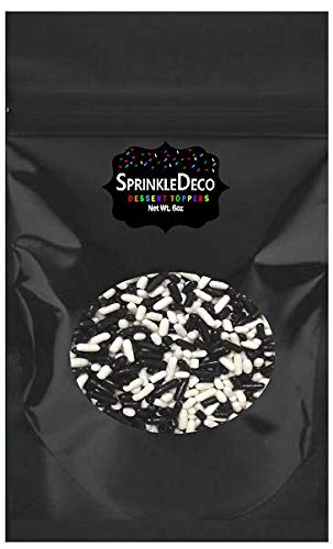 Black and White Cake Pop Cookie Cupcake Cakes Semi-Sweet Edible Confetti Decorations Sprinkles Desert Jimmies Toppers 6oz Bag