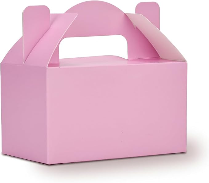 Aosric Small Pink Gable Boxes 3.5 x 3.5 x 6.3 In, 30 Pack | Premium Cardstock Party Favor Boxes with Handles for Baby Shower, Birthday, Bridal Shower, Candy, Cookies & Party Gifts
