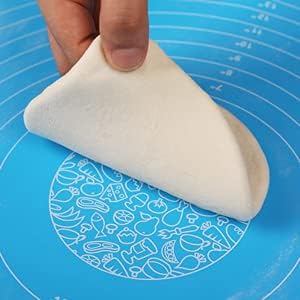 Silicone Baking Mat with Measurements, Pastry Rolling, Counter Mat, Dough Rolling Mat, Oven Liner, 25" x 18", Blue