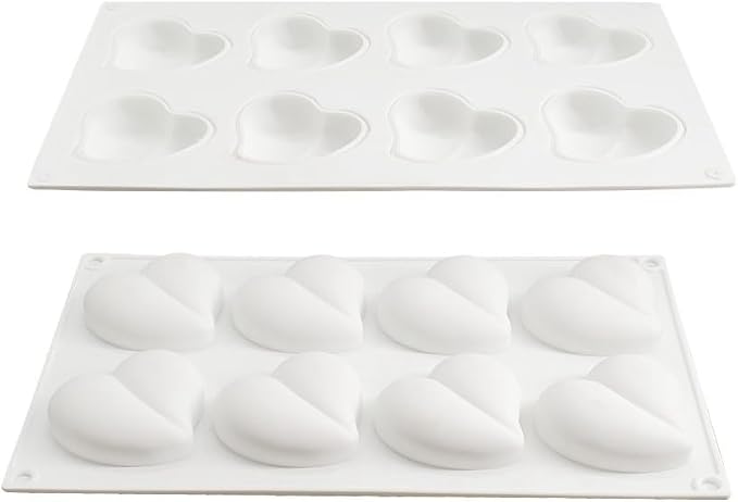 Heart Silicone Chocolate Mold DIY Cake Accessories Molds Kitchen Ice Cubes Biscuit Pastry Manual Baking Mould (Heart F_11.8 X6.8 X0.8inch)
