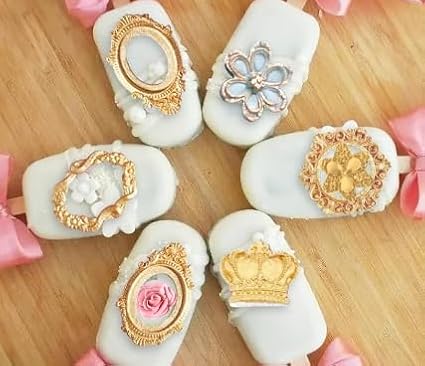 Vintage Picture Frame Fondant Mold Baroque Style Crown Rose Flower Silicone Mold for Chocolate Sugarcraft Cupcake Topper Jewelry Polymer Clay Crafting Projects