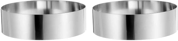 HARFINGTON 2PCS Round Cake Ring 7 x 2 Inch Seamless Stainless Steel Pastry Mousse Dessert Ring Mirror Coating for Baking Cooking Making Tool