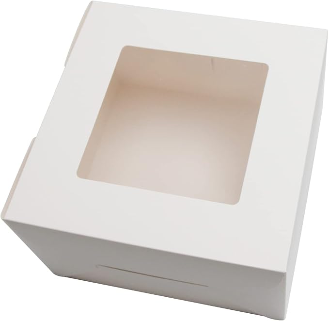 White Bakery Boxes 8x8x5 Inch - 10Pack Window Gift Boxes