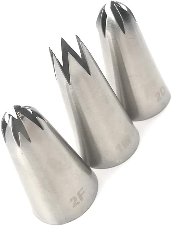 2F Silver Bakery Russian Stainless Steel Pastry Tips Cupcake Cherry Blossoms Icing Piping Nozzles Ice Cream Tool Cake Decorating Baking Mold Kitchen and Dining