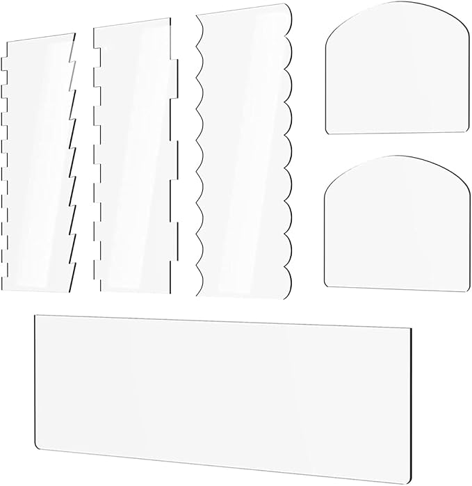 6 Pieces Clear Acrylic Cake Scraper Cake Decorating Comb Cake Edge Smoother Scraper Pastry Cutter