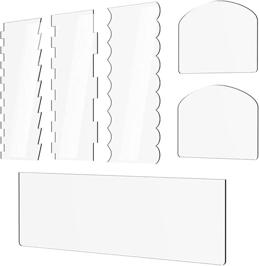 6 Pieces Clear Acrylic Cake Scraper Cake Decorating Comb Cake Edge Smoother Scraper Pastry Cutter