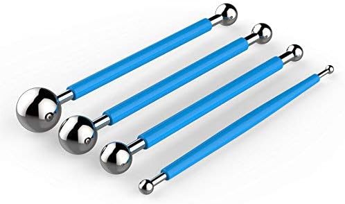 DIY Cake tools, AmyTalk 4Pcs Metal Ball Baking Fondant Cake Tools Stainless Steel 8 Head Pen for Sugar Flower