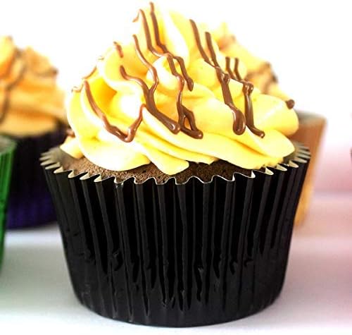 Foil Cupcake Liners Standard Baking Cups 100 Pcs (Black)