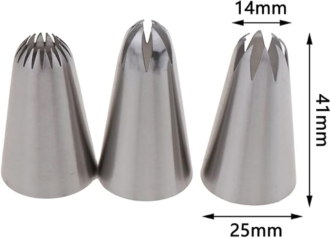 Cake 3 Pcs Russian Tips Pastry Large Size Cream Steel Stainless Nozzle Icing Piping Set Decorating Decorating