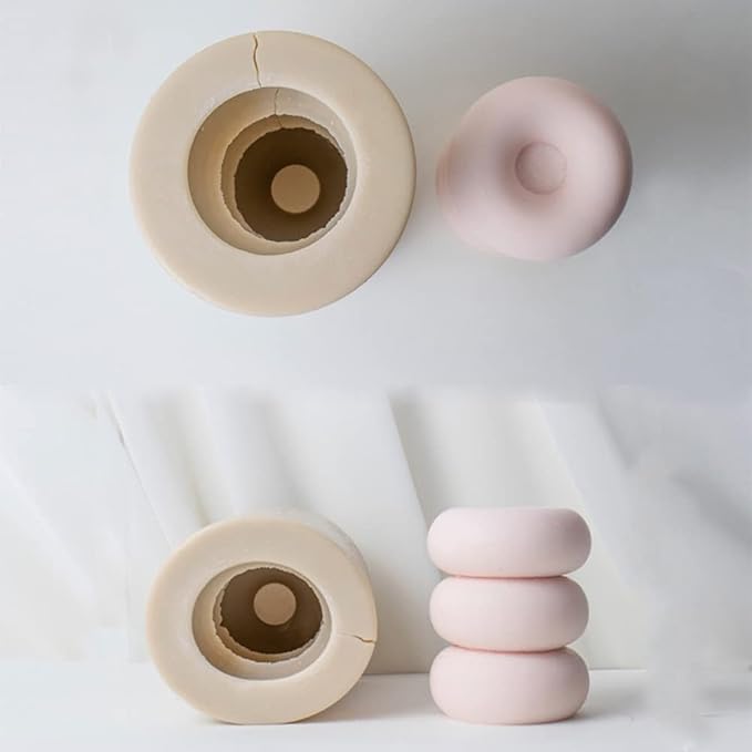 RUNAAJA New Geometric Round Doughnut Candle Abrasive ins Korea oblate DIY Candle Silicone Mold for Soap Tray Handmade Candle Lotion Bar Bath Bomb Cake Home Decoration (3)