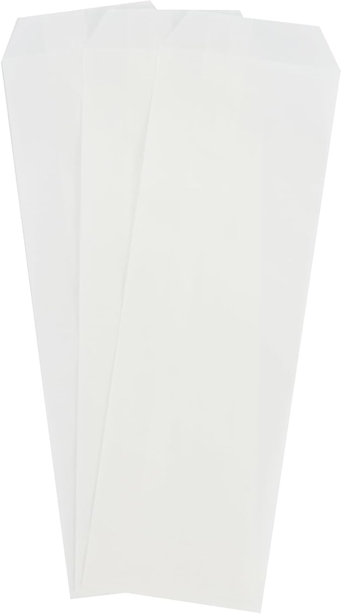 Volanic 100PCS 3X10 Inch Semi-Transparent Glassine Waxed Paper Bags for Kitchen Cutlery Chopsticks Utensils Holder Wedding Party Tableware Silverware Flatware