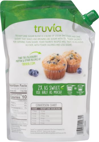 Truvia Cane Sugar Blend, Mix of Natural Stevia Sweetener and Cane Sugar, 24 oz Bag (Pack of 4)