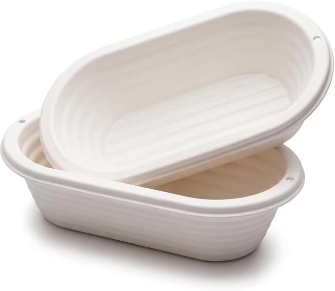 2 Pack Bread Proofing Baskets, 11" Oval Banneton Proofing Basket with Breathable Linen Liners and Bread Lame, Reusable Loaf Banneton Basket for Professional & Home Sourdough Bread Baking