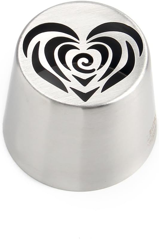 1 Piece Stainless Steel XXL Love Heart Pattern Russian Icing Tips,Marshmallow Craft Piping Nozzles,Pastry Frosting Russian Piping Tips,Flower Frosting Nozzles for Cake Decoration