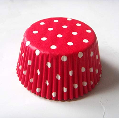 Red Polka Dot Paper Muffin Cupcake Liners case Baking Cups Cake Wrappers Holders 100 pcs,Standard Size 2x1.25inch