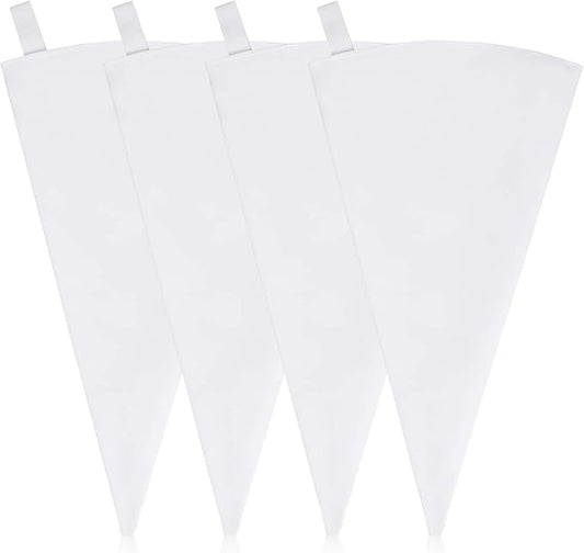 4 Pack Canvas Cloth Piping Bags Reusable Pastry Bags Fabric Icing Bags, Tipless Piping Bags for Baking, 12 inch Cake Piping Bags Cake Decorating Bags Icing Piping Bags (White)