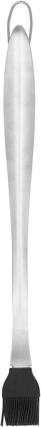 Stainless Steel Basting Brush with Silicone Head | Heat Insulation Long Handle for BBQ/Baking/Pastry | Food Grade Oil Brush for Sauce & Marinade | Multipurpose Kitchen Tool