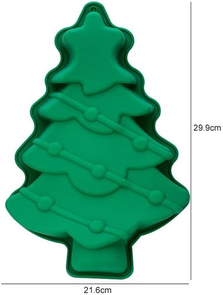 Silicone Cookies Biscuit Mold, Christmas Halloween Candy Mold, Reusable DIY Baking Mold Jelly Chocolate Mold, Ice Cube Tray Wax Melt Molds(Set of 2 Green Big Christmas Trees)