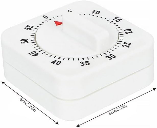 2Pcs White Timer Clock 60-Minute Mechanical Kitchen Timer Wind up Visual Cooking Clock with Loud Alarm No Batteries Required Ideal for Cooking Baking and Kitchen Management
