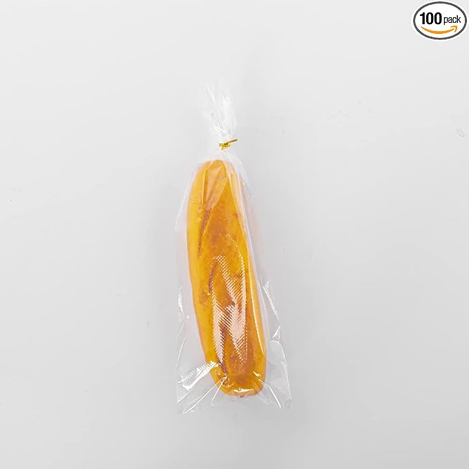100 Bread Bags with Ties - Vented Micro Perforated Baguettes Bags for Homemade Bread and Bakery Loaf Adjustable Reusable - 6 x 16.5 Inch