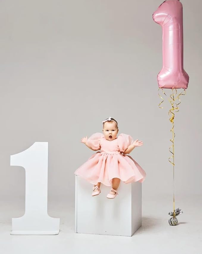 Number Balloons 1, 40 Inch One Balloons for 1st Birthday Girl Boy 1 11 21 Party Decorations Baby Shower Photo Shoot, Pastel Pink 1 Balloon