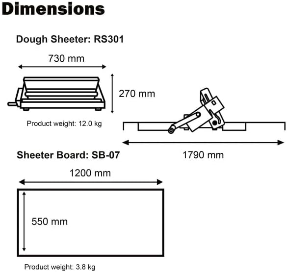 Japan Kneader Manual Dough Sheeter/Laminator, 21.6-inch wide, 5 year warranty