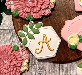 Hexagon Cookie Cutter with Leaf-4.25 Inch-Diswasher Safe-Metal Hexagon Cookie Cutter Shape for Wedding Birthday Baby Party