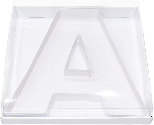 WENPACK 12.5" Cardboard Letter Number Shaped Fillable Paper Mache Chocolate Covered Strawberry Decorative Gift Box Tray with Clear Lid (White, A)
