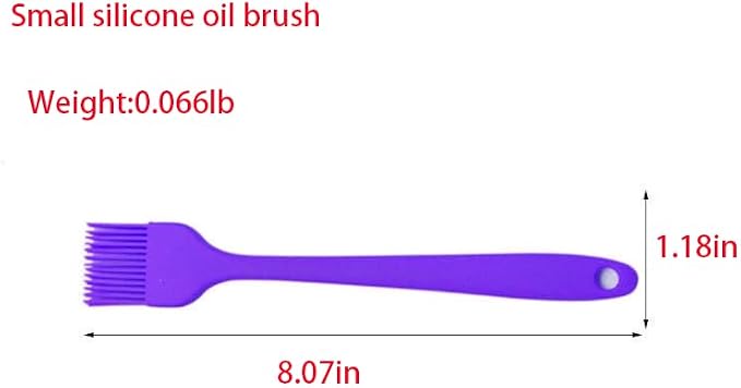 Silicone Basting Brush, Heat Resistant Oil Pastry Brush for Cooking Baking Grilling BBQ, 8 Colors ，Green, Orange, Blue, Pink, Red, Purple, Black, Yellow (Purple)
