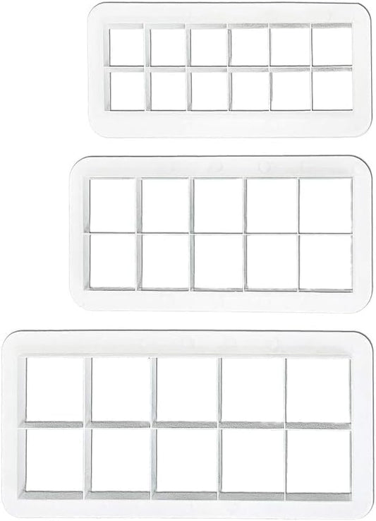 3 Pcs White Square Cookie Cutter Set, Square Cookie Cutter - Geometric Multicutter-Cake Fondant Cutter, Biscuit Cutters, Creative Cake Decorating Accessories