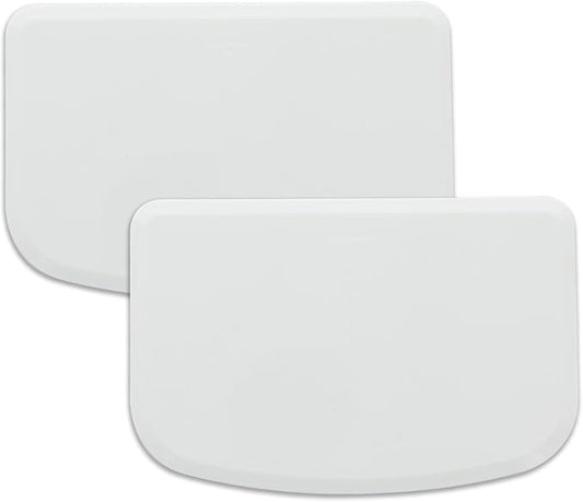 Plastic Bench Scraper for Baking - 2 White Bowl Scraper - Flexible Food Safe Dough Scraper Multipurpose Good Grip Curved and Flat Edge Dough Cutter - Essential Pan Scraper for Kitchen Use - RamPro