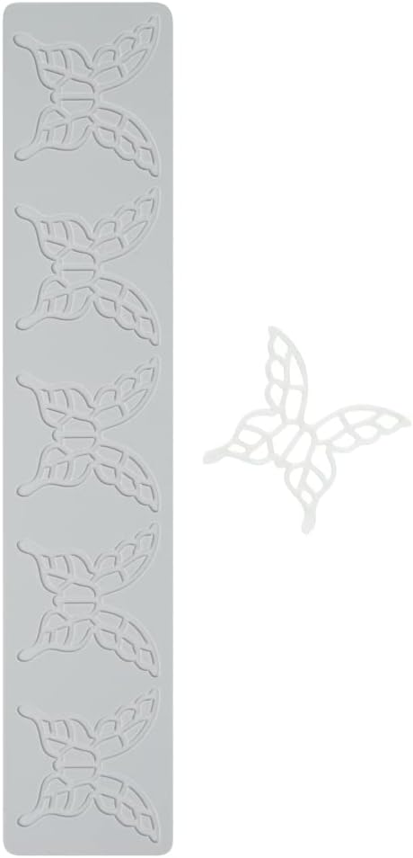 Restaurantware Pastry Tek Fondant Impression Mat 1 Reusable Fondant Embosser - Butterfly Pliable Gray Silicone Cake Impression Mat Dishwashable For Cake Decoration