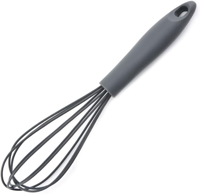 Silicone Whisk (2 Pack), Commercial Non-Scratch Balloon Wire Whisk for Cooking, Manual Egg Beater Milk Frother Coffee Whisks, for Blending, Whisking, Beating and Stirring (Grey)