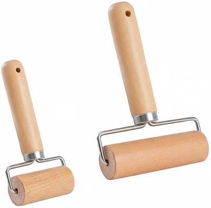 2 PCS Mini Rolling Pin, Small Wooden Pastry Roller | For Pizza, Cookie, Dumpling, Tortilla, Non-Stick Surface, Comfort Grip Handle