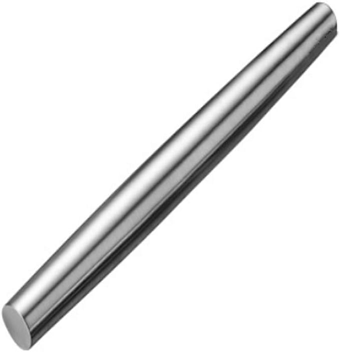 AMUZHI Smooth Seamless Stainless Steel Rolling Pin, 8.86 Inch | Easy to clean food grade metal, ideal for daily pizza, pie, pasta, dumpling and cookie dough household baking