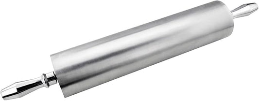 New Star Foodservice 13 Inch Aluminum Rolling Pin, Extra Heavy Duty Restaurant Grade Dough Roller with Rotating Barrel and Handles, Silver