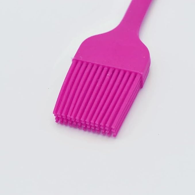 Silicone Basting Brush, Heat Resistant Oil Pastry Brush for Cooking Baking Grilling BBQ, 8 Colors ，Green, Orange, Blue, Pink, Red, Purple, Black, Yellow (Pink)