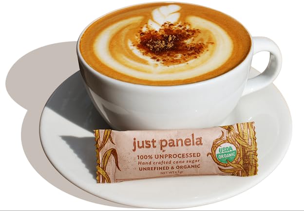 Just Panela Organic Unrefined Cane Sugar Sachets, 40 Ct box | 100% Unprocessed, Raw Sugar | Great for Baking, Cooking & Sweetening | Healthier Alternative to Regular Refined Sugar