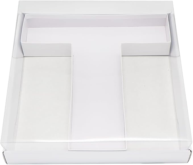 WENPACK 12.5" Cardboard Letter Shaped Mache Decorative Strawberries Fillable Sweets Candy Box with Clear Lid (White, T)