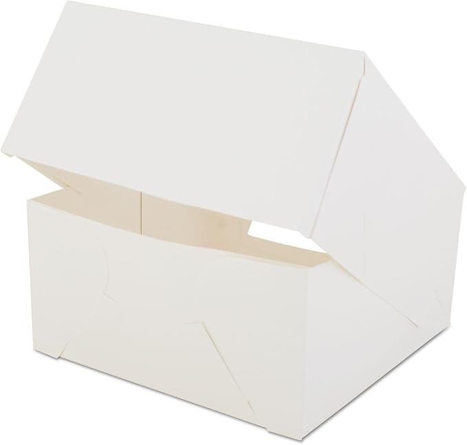 Southern Champion Tray 24053 Paperboard White Window Bakery Box, 8" Length x 8" Width x 4" Height (Case of 150)