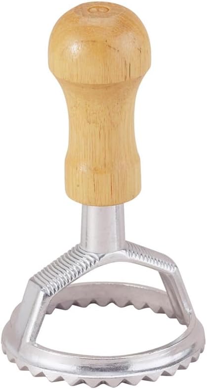 Fantes Ravioli Maker Stamp Set, Round Stamp with Wooden Handle and Fluted Edge, 2.5-Inch, The Italian Market Original since 1906