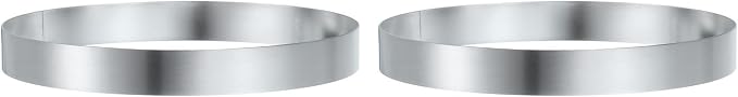 HARFINGTON 2Pcs Round Cake Ring 6.3 x 1 Inch Seamless Stainless Steel Pastry Mousse Dessert Ring Mirror Coating for Baking Cooking English Muffins Crumpet Making Tool