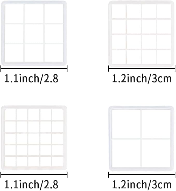 Xaekicr Grid Square Polymer Clay Cutters Set – 4PCS Geometric Clay Cutters for DIY Jewelry Making, Clay Tools for Polymer Clay Molds and Earring Projects