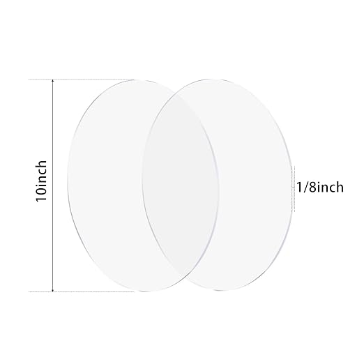 2 Pieces 1/8" Round Plexiglass Sheet, 10 Inch Diameter Clear Acrylic Circle, Cake Disk Acrylic Sheet, Plexiglass Table Top, Round Acrylic Backdrop