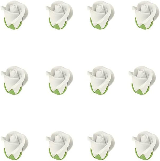 O'Creme White Garden Roses Gumpaste Flower Set - 1-1/4" Edible Flowers for Cake Decorating - Sugar Paste Decorations for Cakes, Cupcake Toppers - Birthday, Valentine's Day - Baby Shower - Set of 12