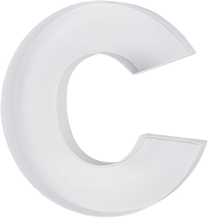 WENPACK 12.5" Cardboard Letter Shaped Mache Decorative Strawberries Fillable Sweets Candy Box with Clear Lid (White, C)