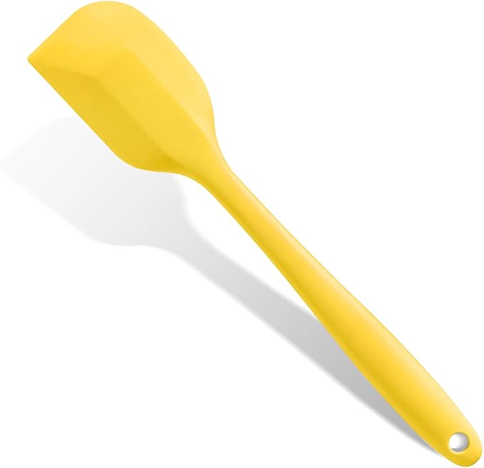 Yellow Rubber Spatula for Kitchen Use, 10.8In Silicone Spatulas for Cooking Heat Resistant, Flexible Small Kitchen Spatula for Kitchen Nonstick Cookware