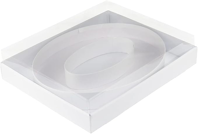 WENPACK 12.5" Cardboard Number 0 Shaped Mache Decorative Strawberries Fillable Sweets Candy Box with Clear Lid (White, 0)