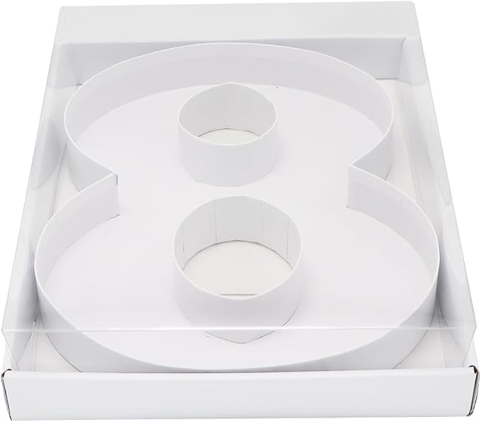 WENPACK 12.5" Fillable Cardboard Number Shaped Box With Clear Lid Birthday Treat (White, 8)